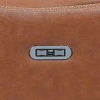 Canapé 3 places inclinable électrique en cuir pleine fleur marron caramel/gris ardoise avec port USB et appuie-tête électrique