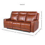 Canapé 3 places inclinable électrique en cuir pleine fleur marron caramel/gris ardoise avec port USB et appuie-tête électrique