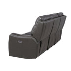 Canapé 3 places inclinable électrique en cuir pleine fleur marron caramel/gris ardoise avec port USB et appuie-tête électrique