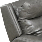 Canapé 3 places inclinable électrique en cuir pleine fleur marron caramel/gris ardoise avec port USB et appuie-tête électrique