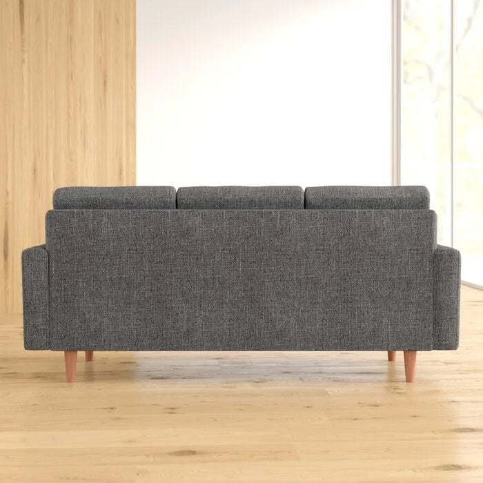 Canapé 3 places à accoudoirs carrés et pieds fuselés en velours bleu foncé / beige / bordeaux / marron / gris – 182,1 cm