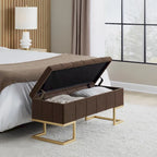 Silver Orchid Crossgar Velvet Storage Bench with Flip-Top Lid