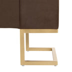 Banc de rangement capitonné en velours blanc/rose avec cadre en métal doré – 2 places