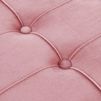 Banc de rangement capitonné en velours blanc/rose avec cadre en métal doré – 2 places