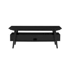 Meuble TV en placage teinté frêne anglais / noir avec 2 étagères ouvertes et gestion des câbles – 119 cm