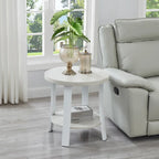 Table d'appoint ronde en bois, blanc/charbon, avec pieds incurvés larges – Unique