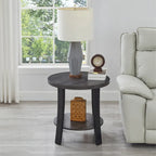 Table d'appoint ronde en bois, blanc/charbon, avec pieds incurvés larges – Unique