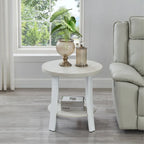 Table d'appoint ronde en bois, blanc/charbon, avec pieds incurvés larges – Unique