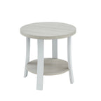Table d'appoint ronde en bois, blanc/charbon, avec pieds incurvés larges – Unique