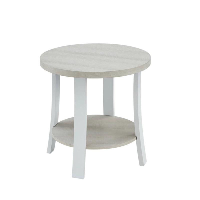 Table d'appoint ronde en bois, blanc/charbon, avec pieds incurvés larges – Unique