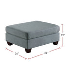 Pouf de cocktail rectangulaire en tissu façon lin gris/noir – Simple