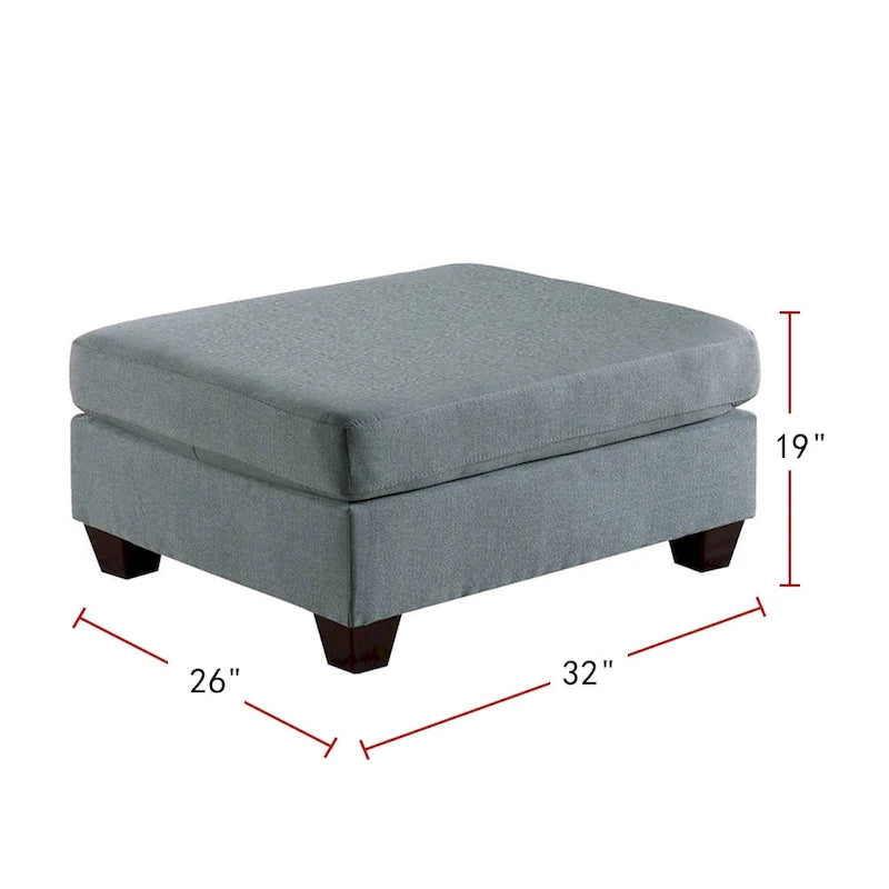 Pouf de cocktail rectangulaire en tissu façon lin gris/noir – Simple