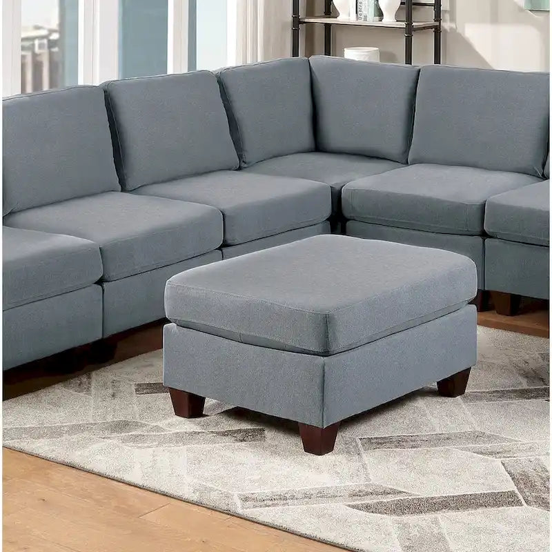 Pouf de cocktail rectangulaire en tissu façon lin gris/noir – Simple