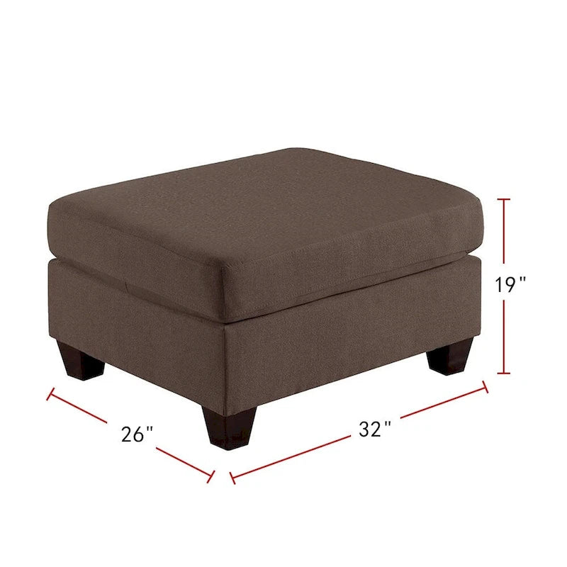 Pouf de cocktail rectangulaire en tissu façon lin gris/noir – Simple