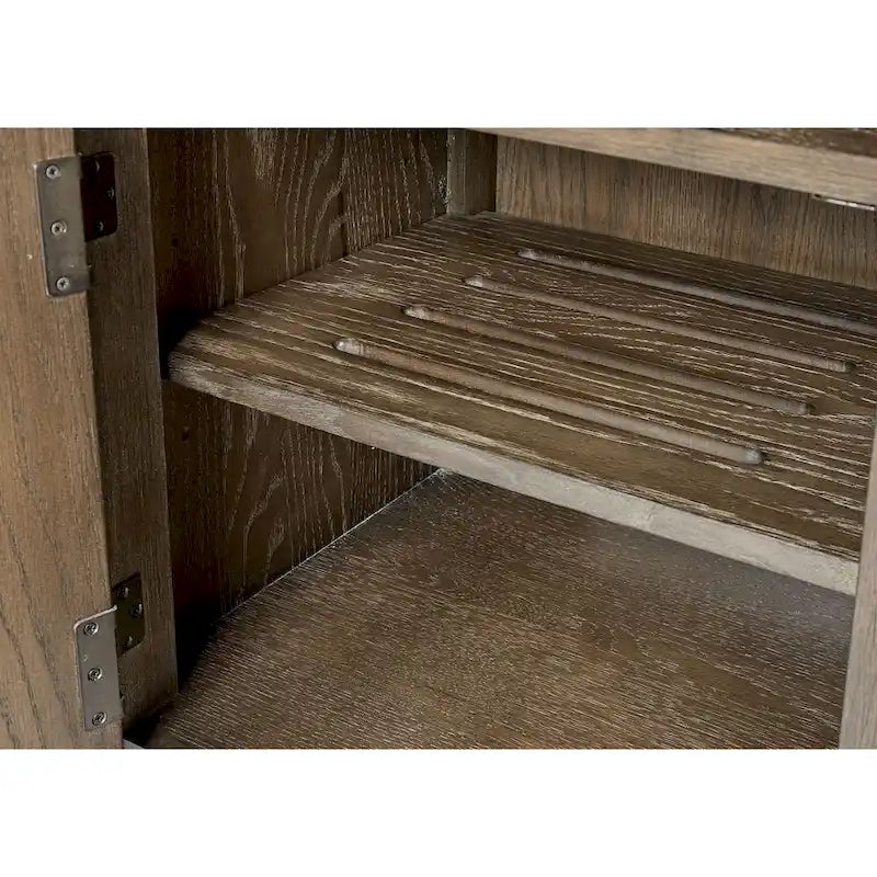 Meuble TV en placage de chêne planché, de peuplier et de chêne blanc avec 2 tiroirs, 2 armoires et étagère pour barre de son – 3 tailles