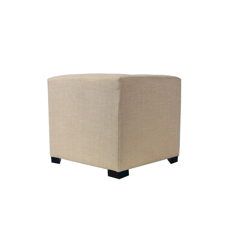 Pouf carré en coton capitonné Beige / Vert / Gris / Gris foncé – Unité