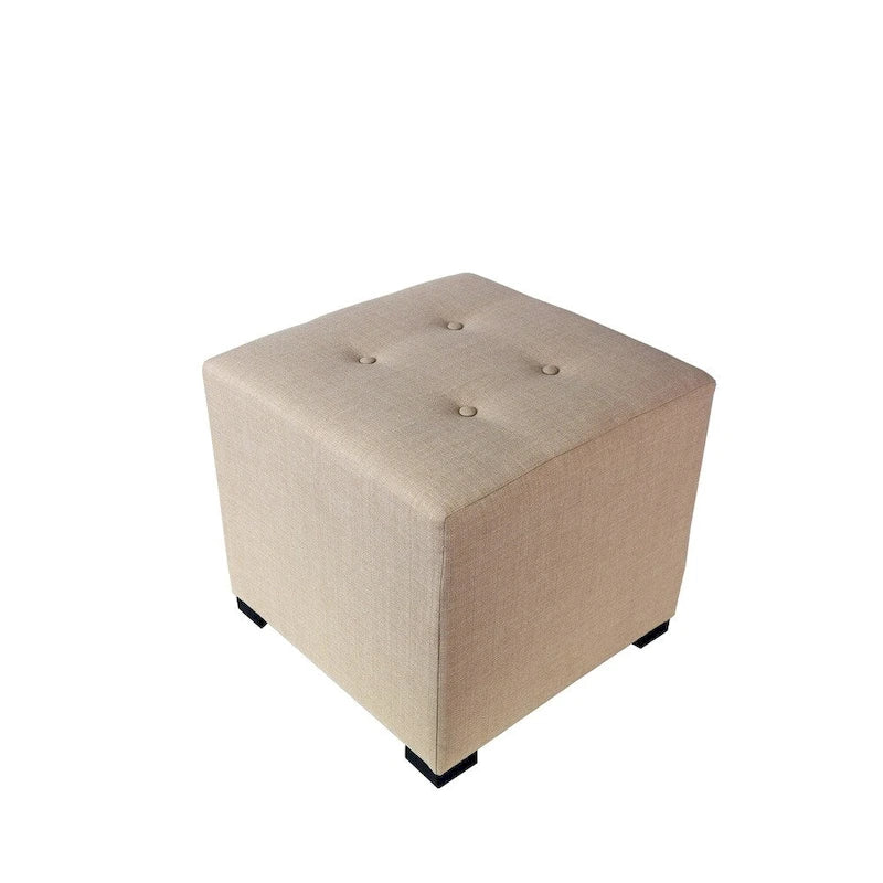 Pouf carré en coton capitonné Beige / Vert / Gris / Gris foncé – Unité