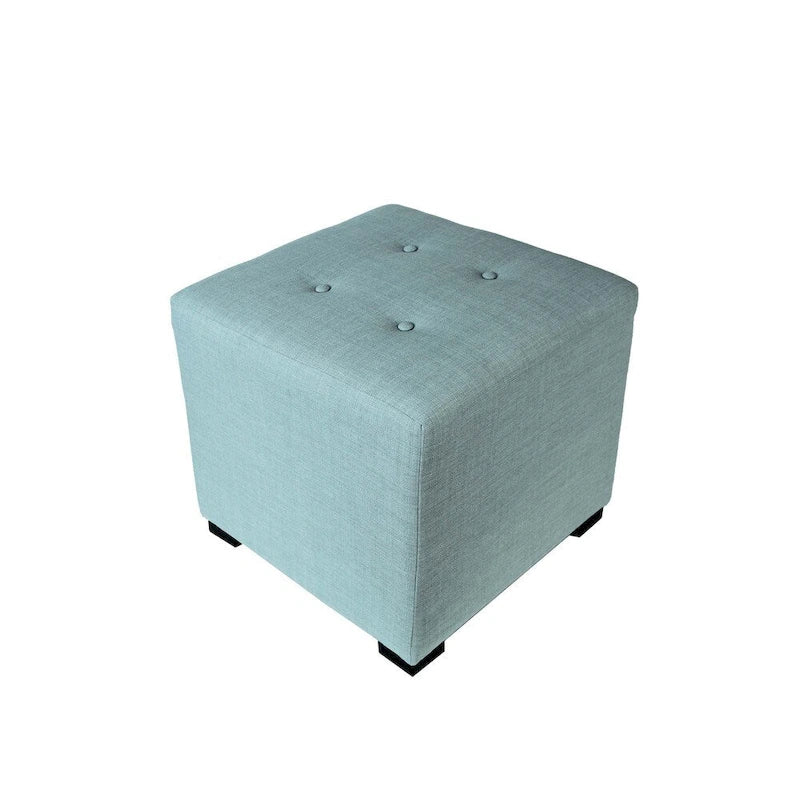 Pouf carré en coton capitonné Beige / Vert / Gris / Gris foncé – Unité