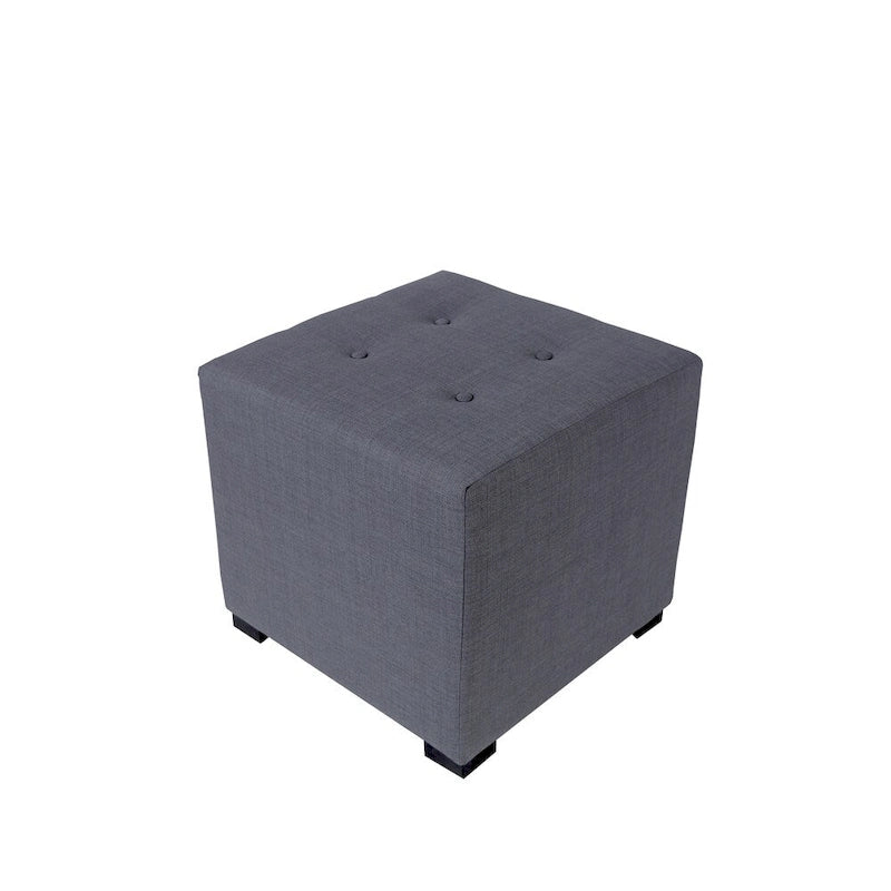 Pouf carré en coton capitonné Beige / Vert / Gris / Gris foncé – Unité