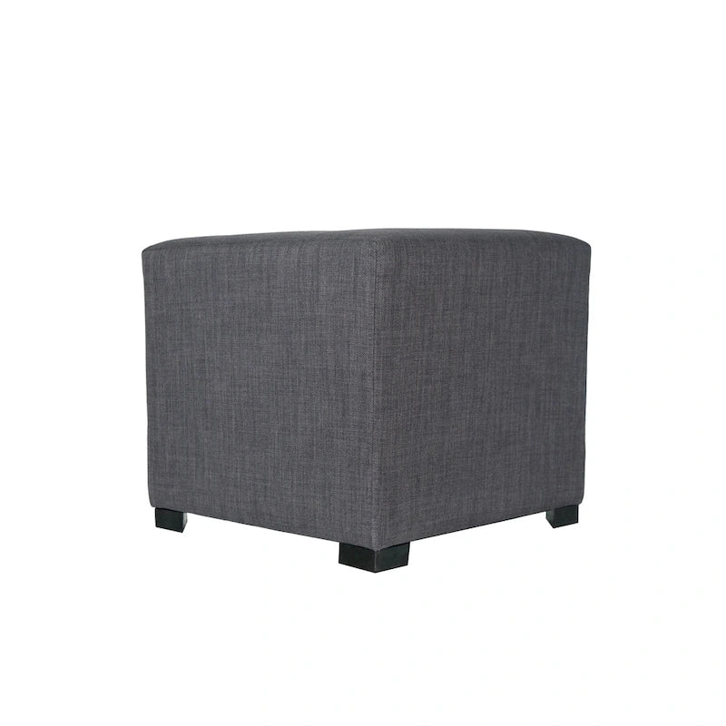 Pouf carré en coton capitonné Beige / Vert / Gris / Gris foncé – Unité