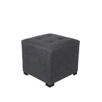 Pouf carré en coton capitonné Beige / Vert / Gris / Gris foncé – Unité
