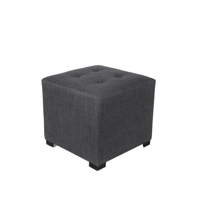 Pouf carré en coton capitonné Beige / Vert / Gris / Gris foncé – Unité