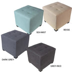 Pouf carré en coton capitonné Beige / Vert / Gris / Gris foncé – Unité