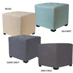 Pouf carré en coton capitonné Beige / Vert / Gris / Gris foncé – Unité
