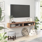 Meuble TV mural 60" avec 2 étagères ouvertes – Chêne vieilli / Cappuccino / Gris patiné / Noir