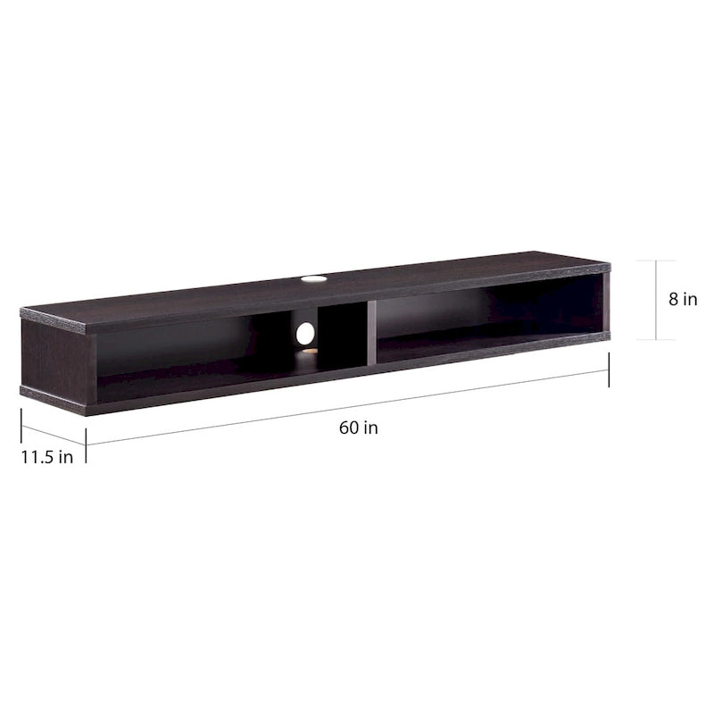 Meuble TV mural 60" avec 2 étagères ouvertes – Chêne vieilli / Cappuccino / Gris patiné / Noir