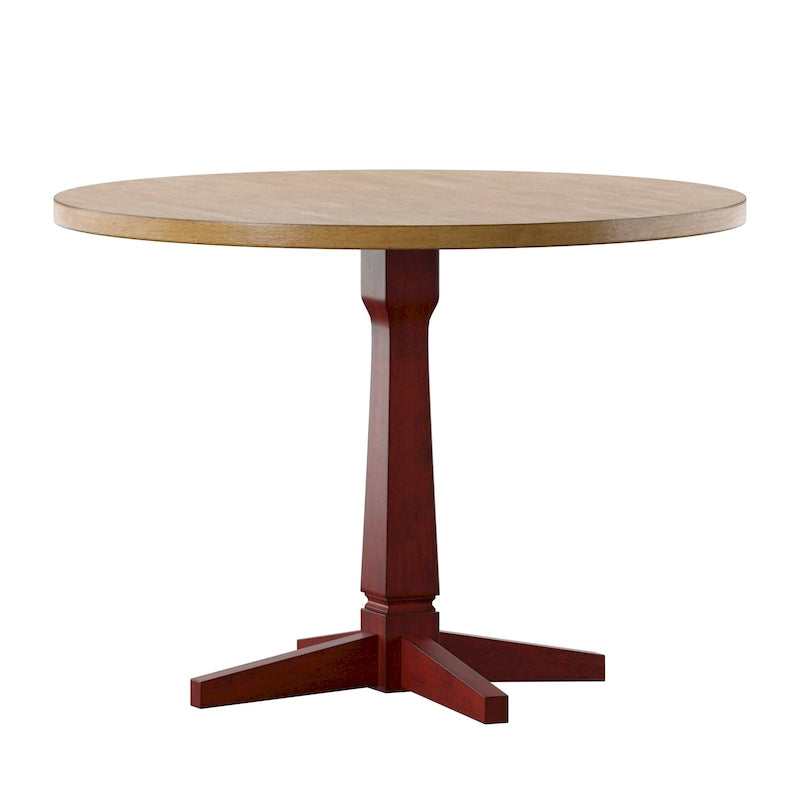Table à manger ronde à piédestal bicolore antique noir/baie/blanc/denim/gris/sauge/chêne – 4 places