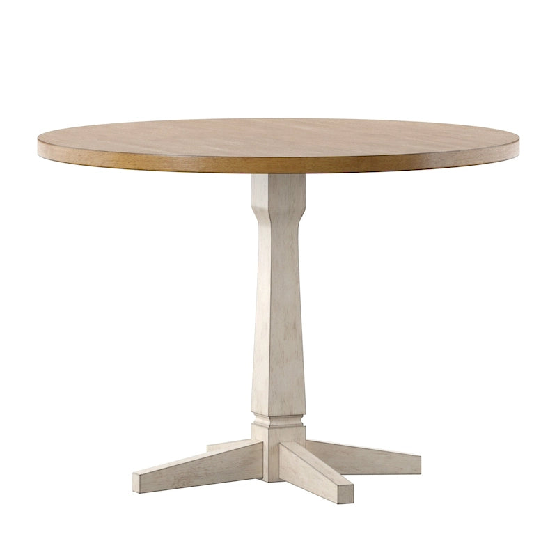 Table à manger ronde à piédestal bicolore antique noir/baie/blanc/denim/gris/sauge/chêne – 4 places