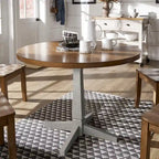 Table à manger ronde à piédestal bicolore antique noir/baie/blanc/denim/gris/sauge/chêne – 4 places