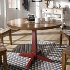 Table à manger ronde à piédestal bicolore antique noir/baie/blanc/denim/gris/sauge/chêne – 4 places