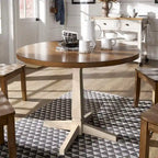 Table à manger ronde à piédestal bicolore antique noir/baie/blanc/denim/gris/sauge/chêne – 4 places
