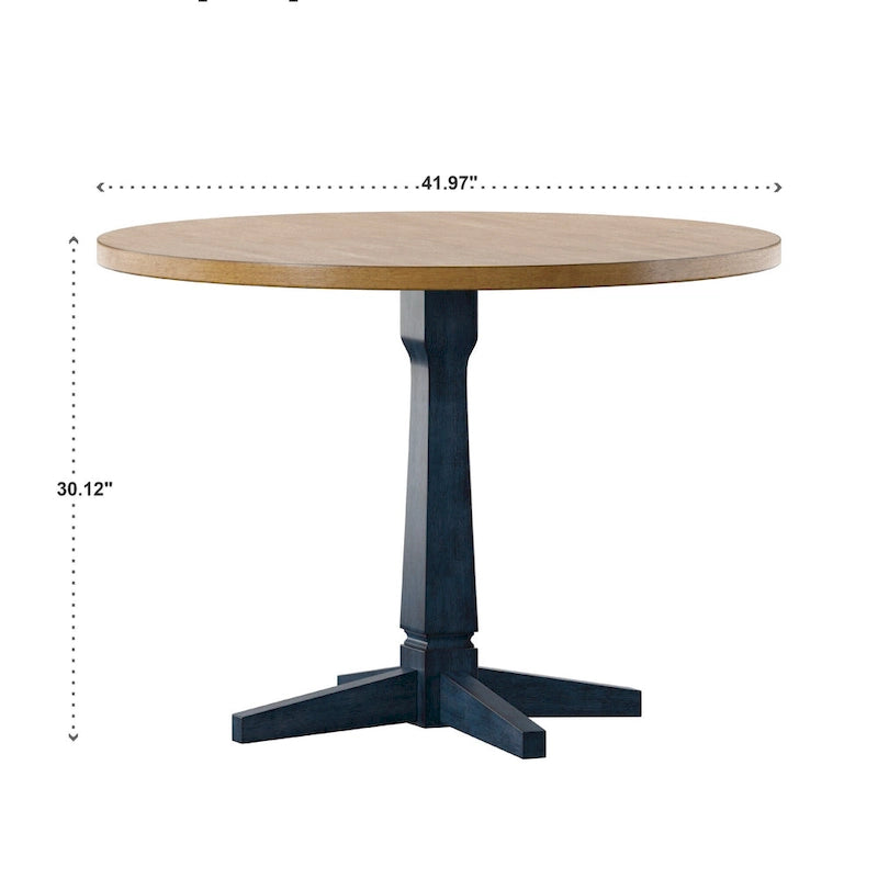 Table à manger ronde à piédestal bicolore antique noir/baie/blanc/denim/gris/sauge/chêne – 4 places