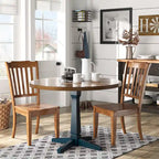 Table à manger ronde à piédestal bicolore antique noir/baie/blanc/denim/gris/sauge/chêne – 4 places