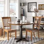 Table à manger ronde à piédestal bicolore antique noir/baie/blanc/denim/gris/sauge/chêne – 4 places