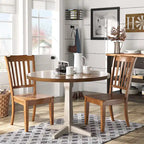 Table à manger ronde à piédestal bicolore antique noir/baie/blanc/denim/gris/sauge/chêne – 4 places