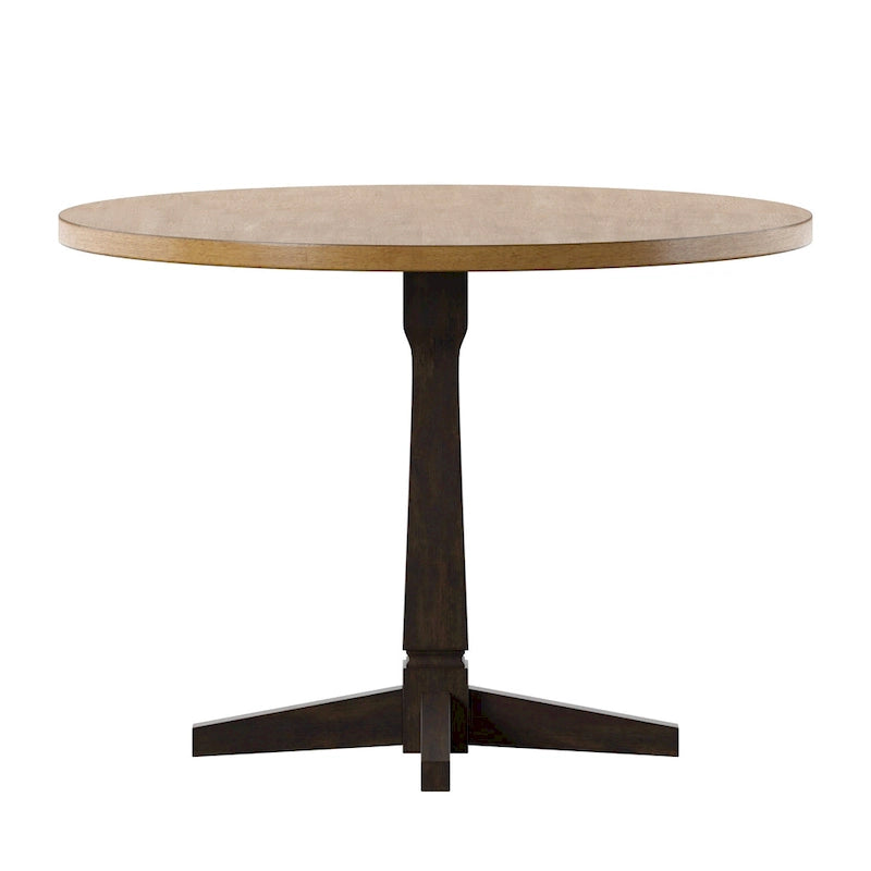 Table à manger ronde à piédestal bicolore antique noir/baie/blanc/denim/gris/sauge/chêne – 4 places