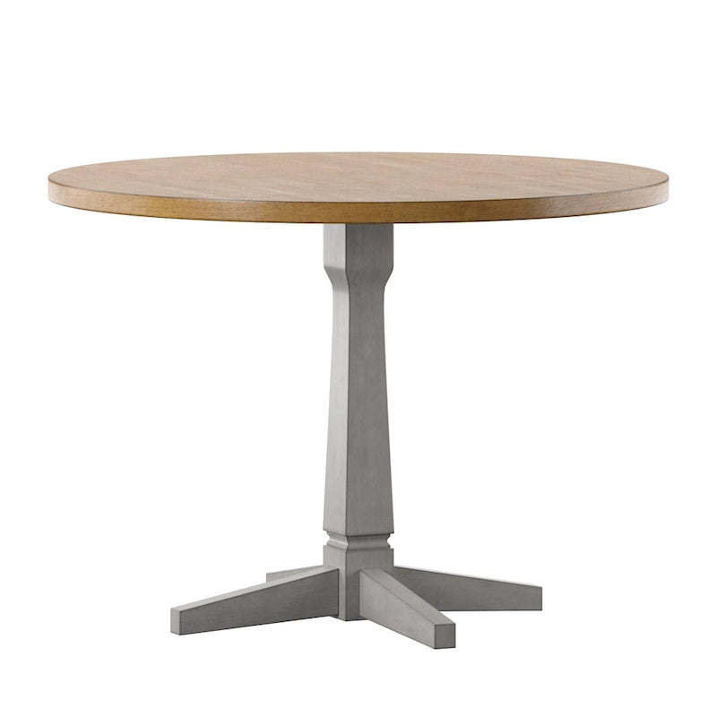 Table à manger ronde à piédestal bicolore antique noir/baie/blanc/denim/gris/sauge/chêne – 4 places