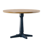 Table à manger ronde à piédestal bicolore antique noir/baie/blanc/denim/gris/sauge/chêne – 4 places