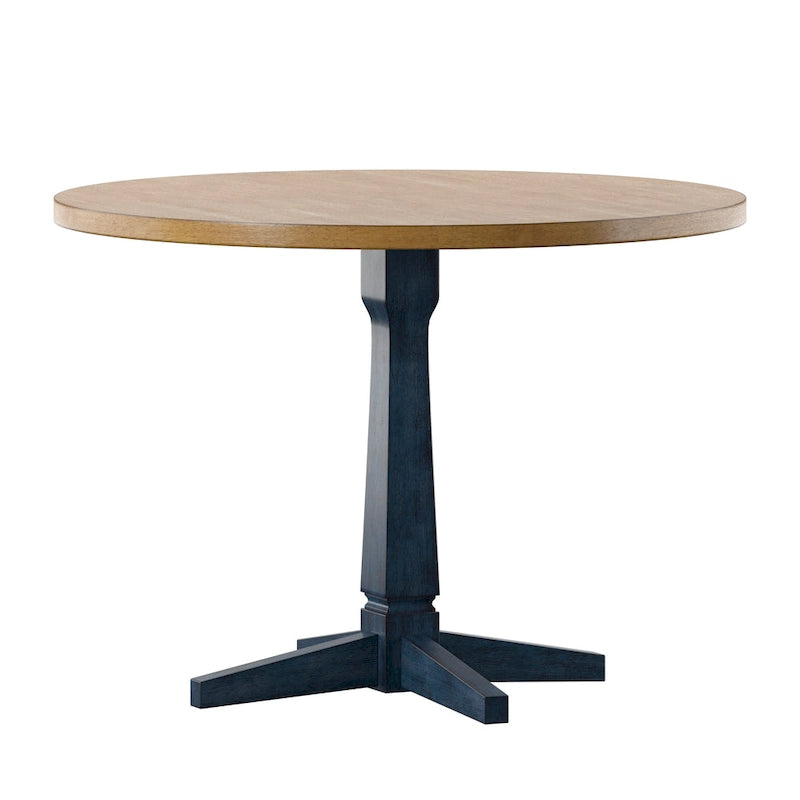 Table à manger ronde à piédestal bicolore antique noir/baie/blanc/denim/gris/sauge/chêne – 4 places