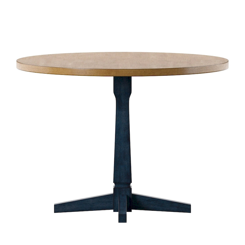 Table à manger ronde à piédestal bicolore antique noir/baie/blanc/denim/gris/sauge/chêne – 4 places