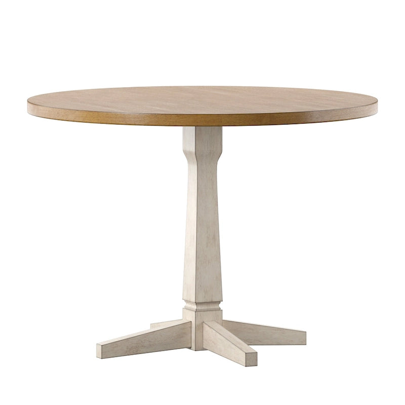 Table à manger ronde à piédestal bicolore antique noir/baie/blanc/denim/gris/sauge/chêne – 4 places