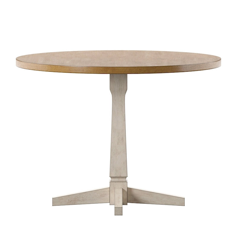 Table à manger ronde à piédestal bicolore antique noir/baie/blanc/denim/gris/sauge/chêne – 4 places