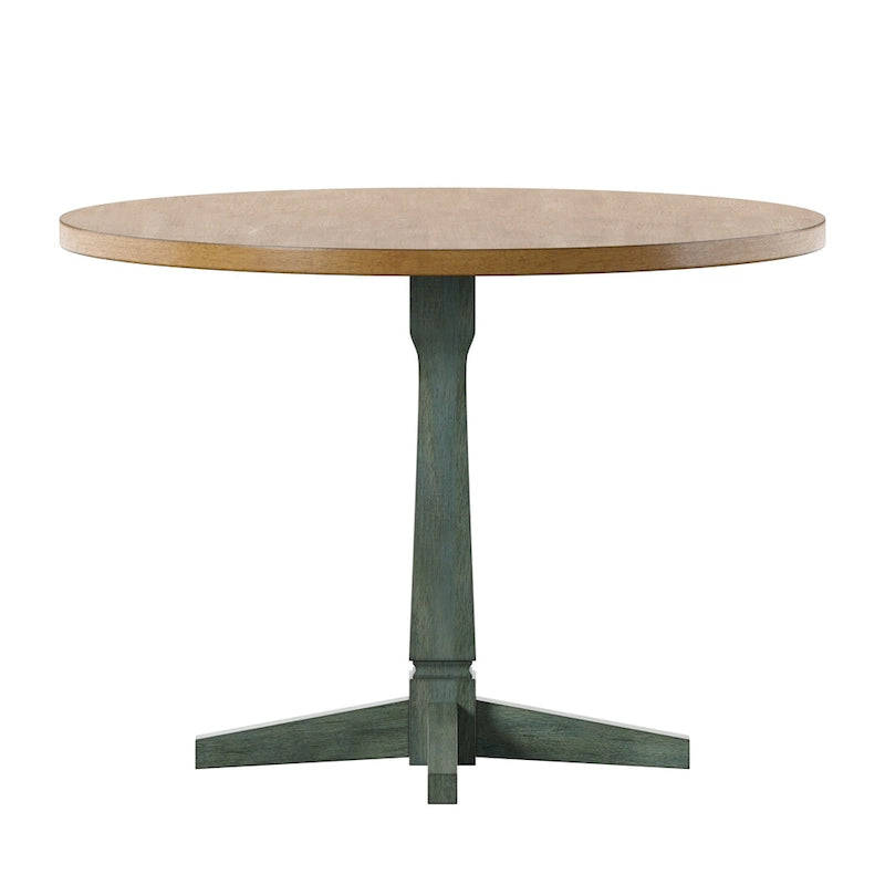 Table à manger ronde à piédestal bicolore antique noir/baie/blanc/denim/gris/sauge/chêne – 4 places