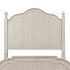 Tête de lit à baldaquin king en pin blanc antique et châtaigne avec montants tournés et finition brossée – Simple
