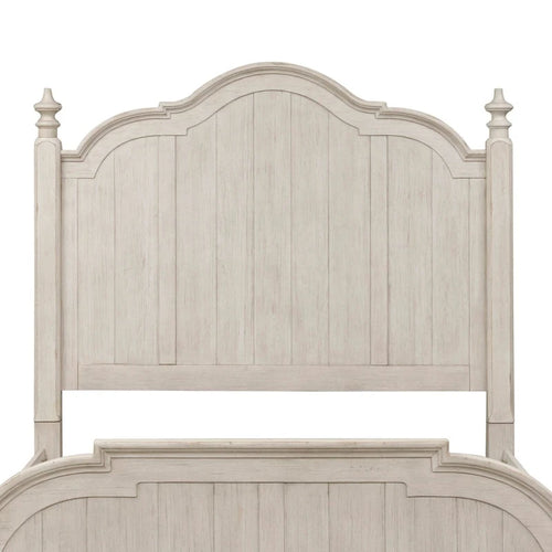 Tête de lit à baldaquin king en pin blanc antique et châtaigne avec montants tournés et finition brossée – Simple