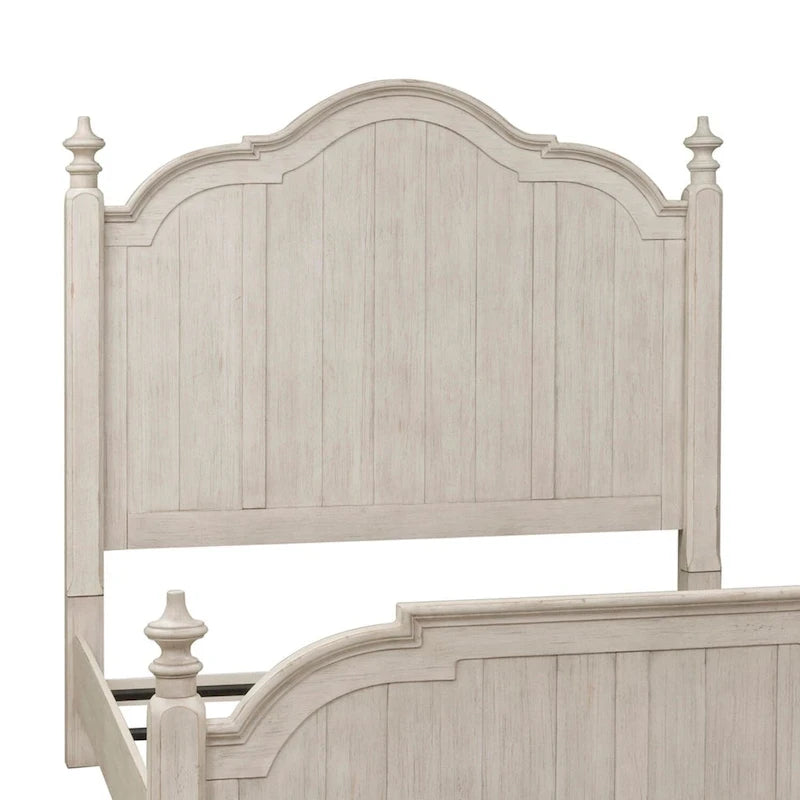 Tête de lit à baldaquin king en pin blanc antique et châtaigne avec montants tournés et finition brossée – Simple